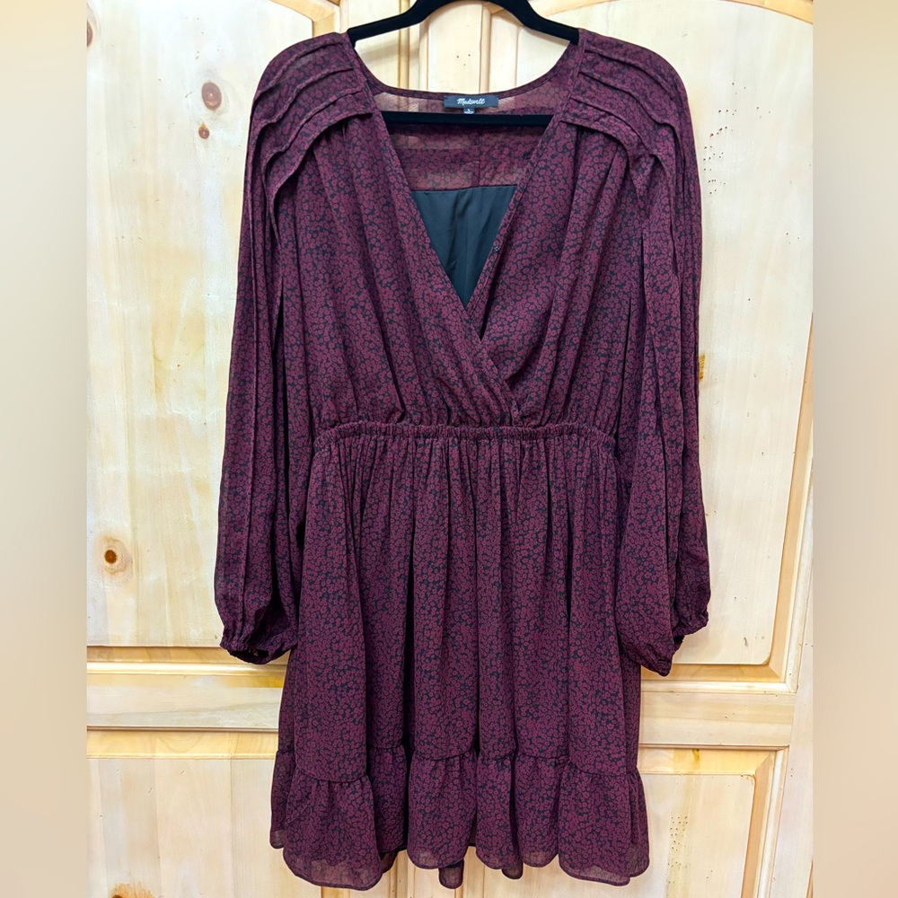 Madewell Pleated Puff Sleeve Minidress